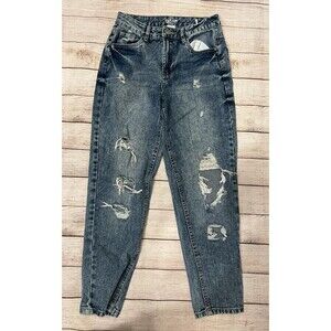 Refuge Distressed Vintage High Rise Mom Jeans Destroyed Grunge Punk Size 1